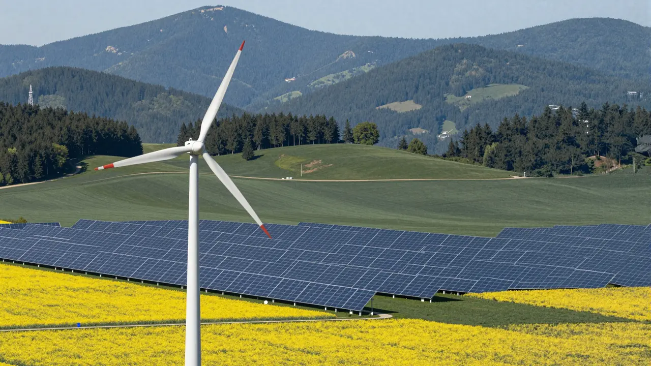 Windkraft und Agri-PV – KI-generiertes Bild zur Veranschaulichung